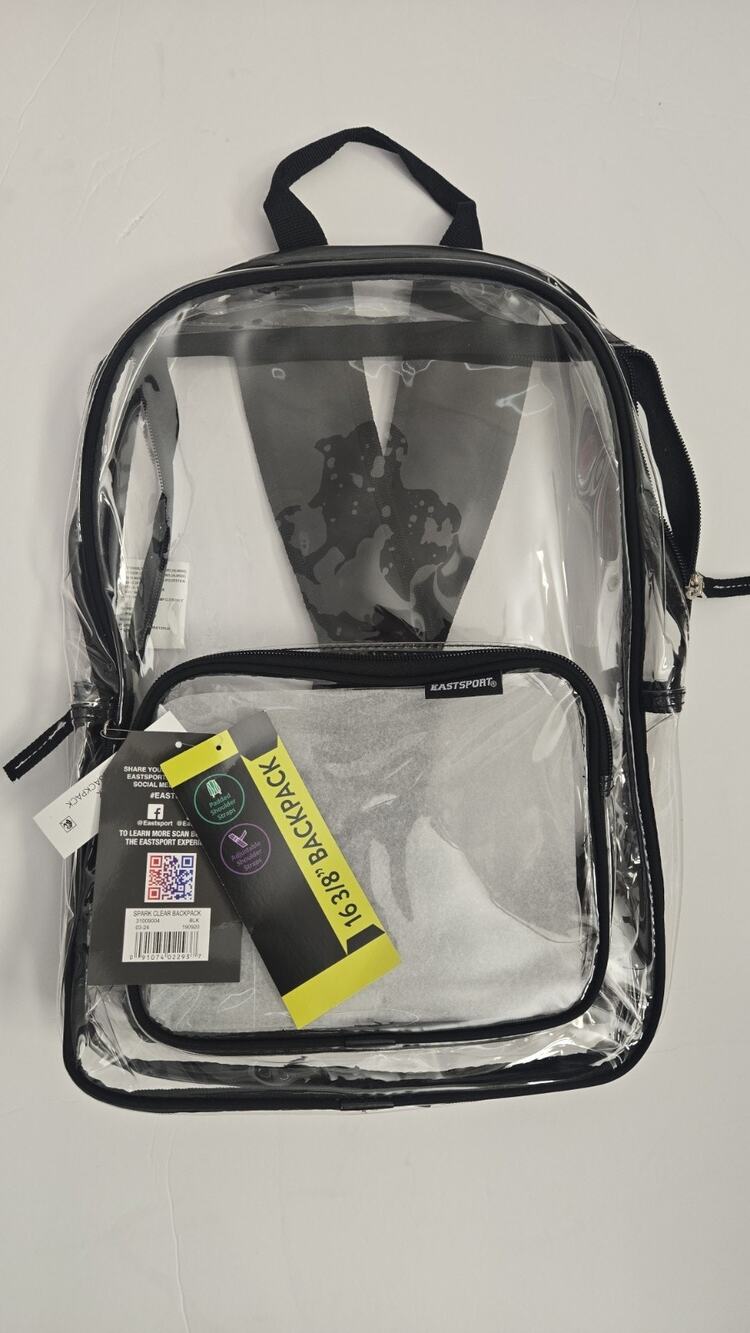 EASTSPORT Clear Transparent Backpack Bookbag School Concert Sporting Event NEW